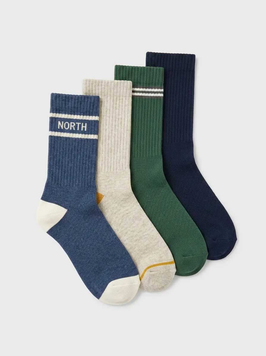 Alphabet Striped Men's Four-Pair Long Socks