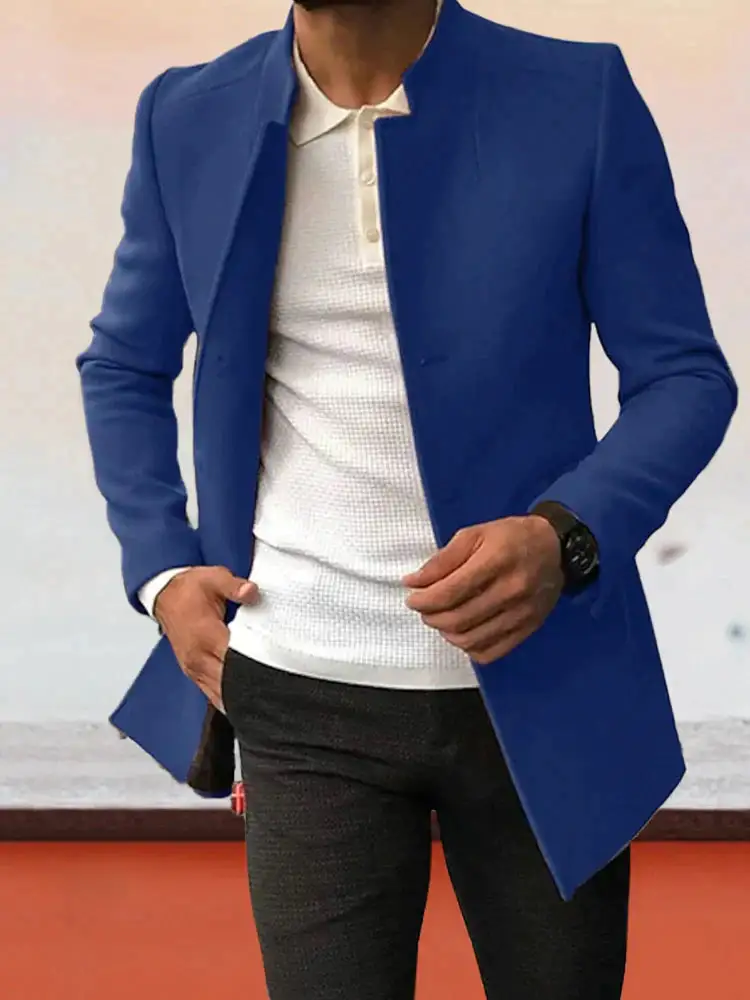 Relaxed Trendy Solid Tweed Blazer Coat