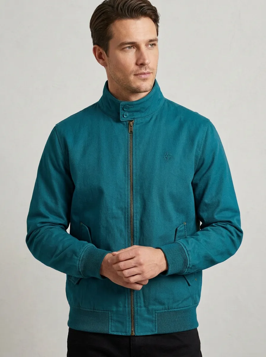 Men's Outdoor Adventure Compass Embroidered Zip-Up Jacket
