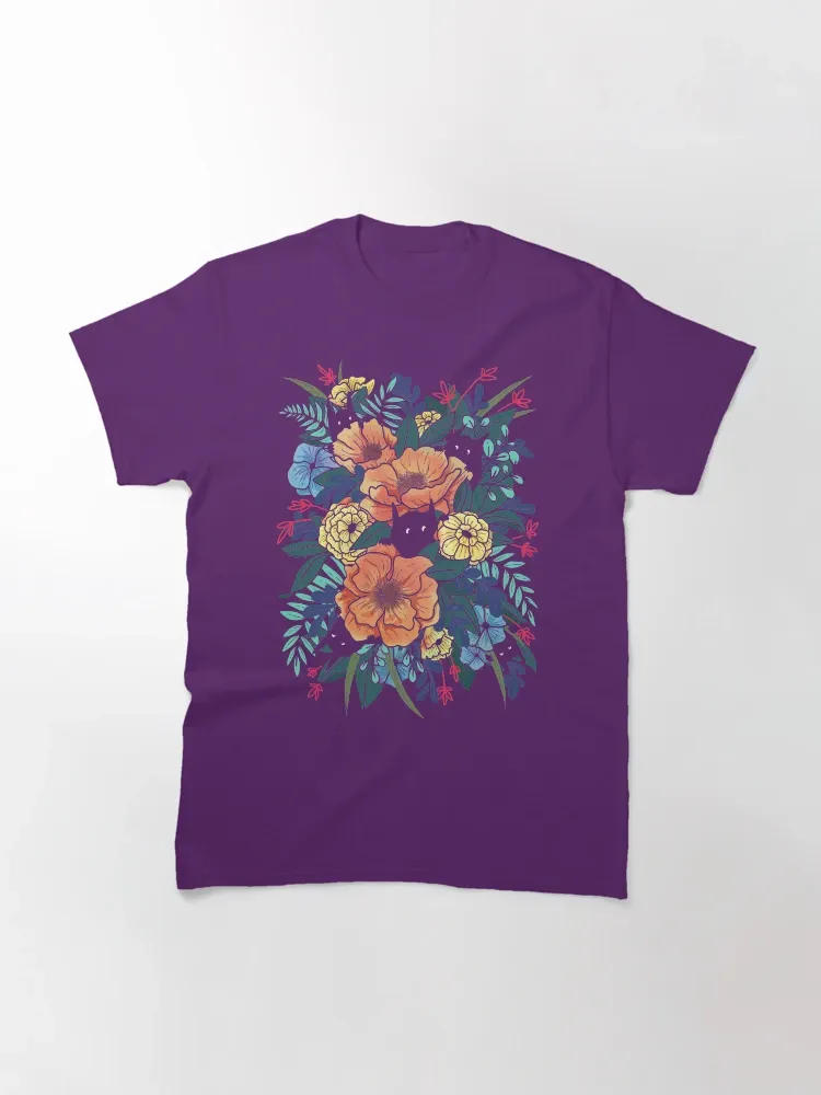 Women's Vibrant Colorful Floral Print Crew Neck Short-Sleeve T-Shirt