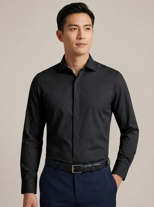 Men's Non-Iron Cotton Light Blue Long Sleeve Dress Shirt