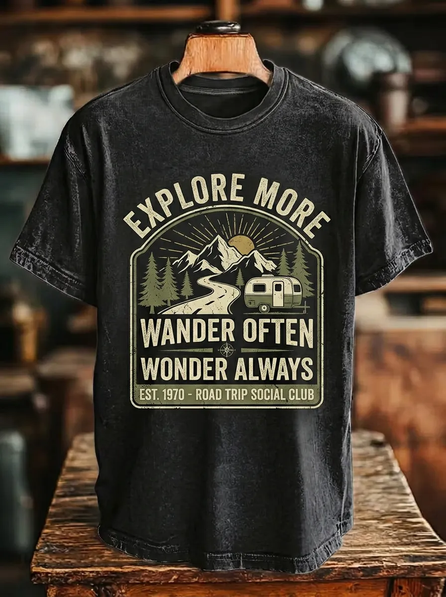 Unisex Camping Lover Mountain Camper Printed T-shirt