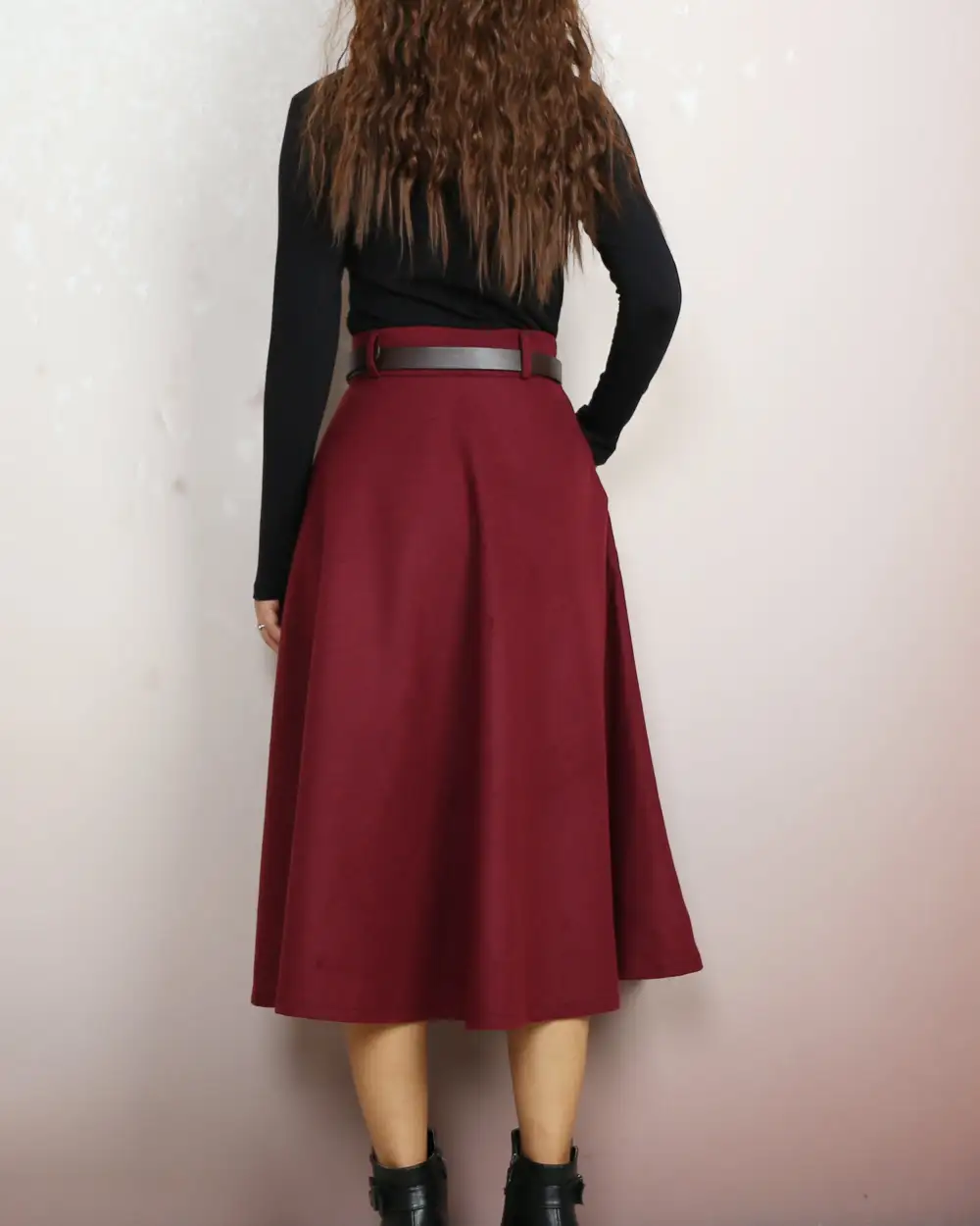 Everyday Belted Wool Maxi Skirt