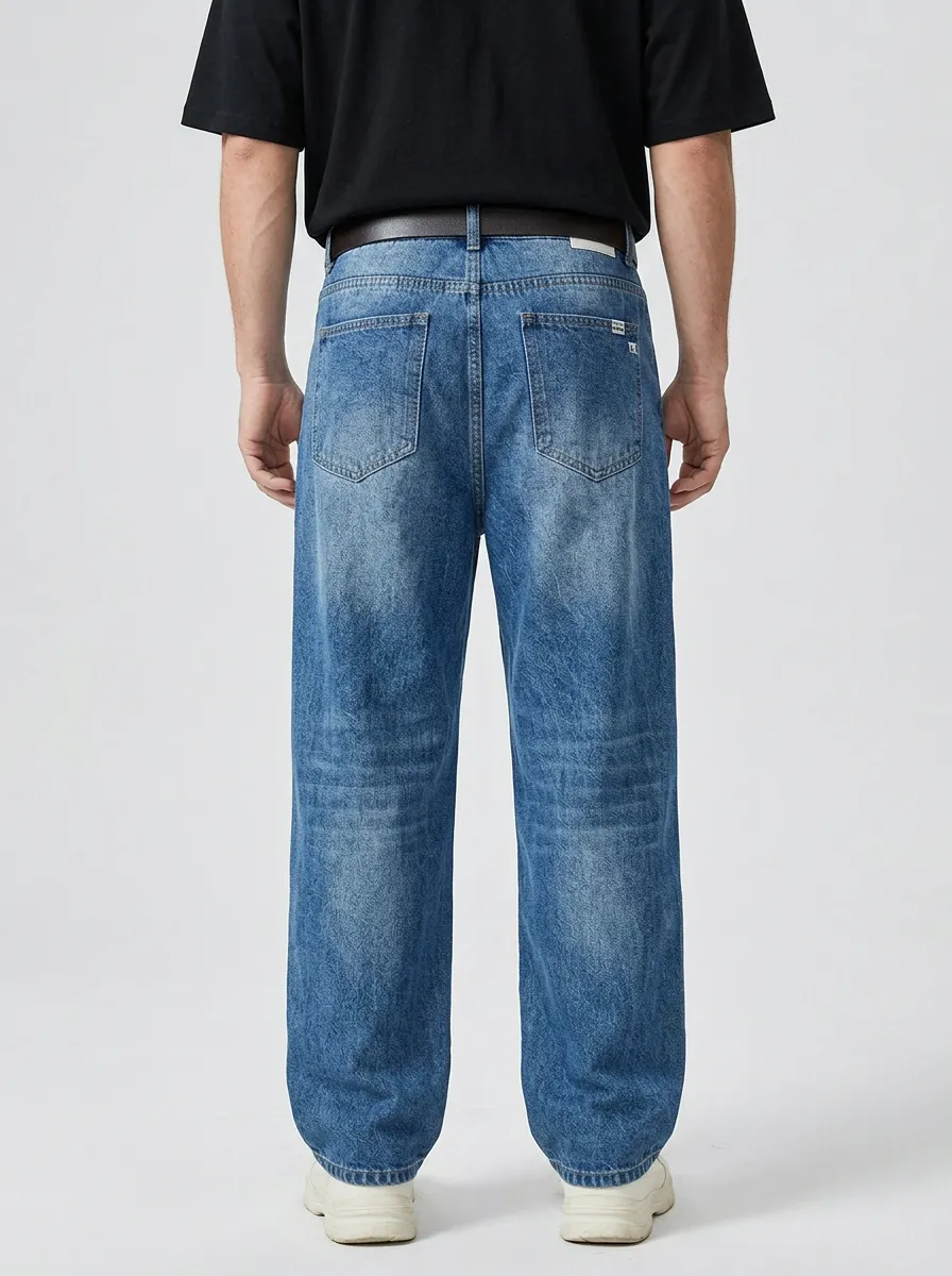 Unisex Urban Streetwear Graffiti Star Loose-Fit Jeans
