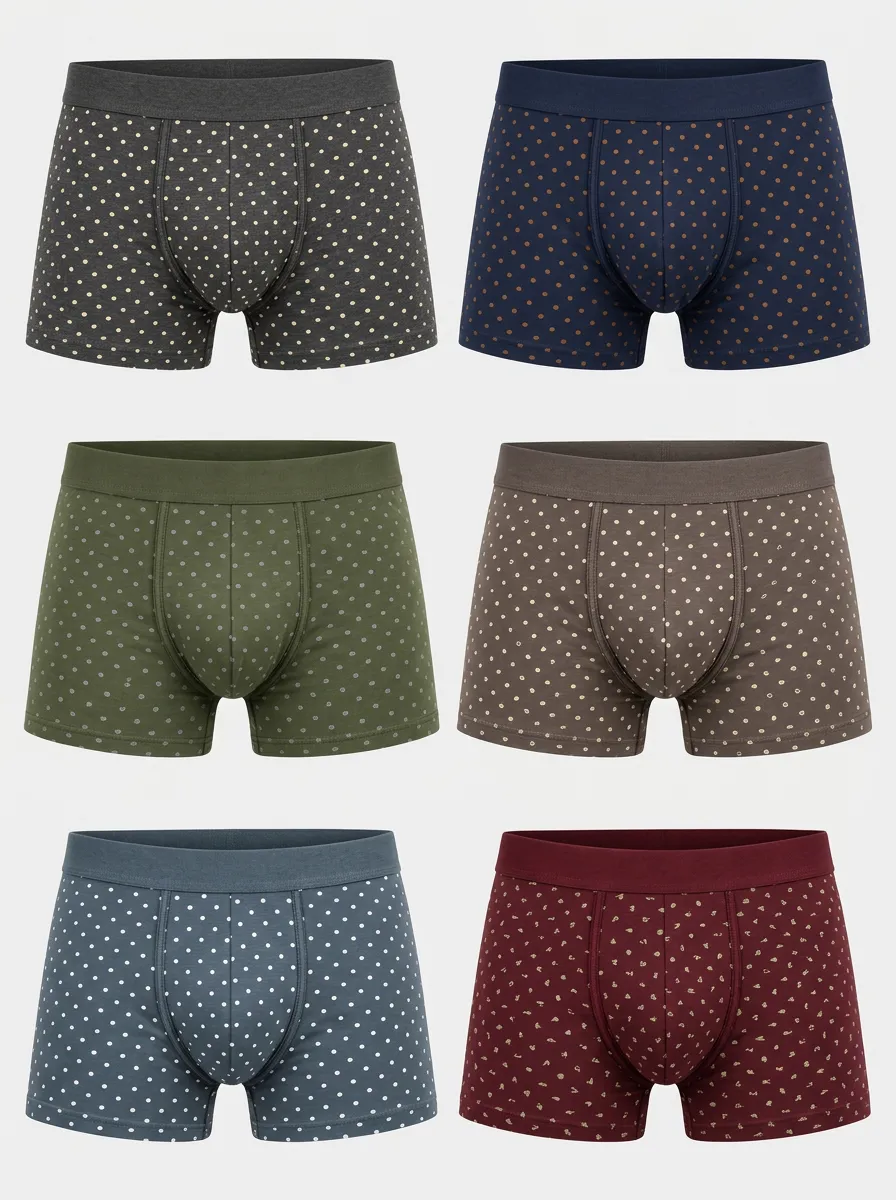Men's Crest Polka Dot Dot Boxer Briefs 6-Pack