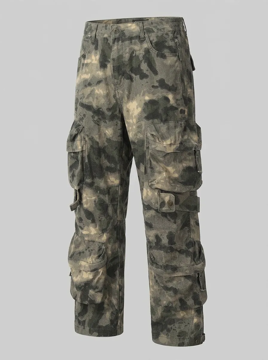 Men's Lower-Leg Multi-Pocket Camo Cargo Pants