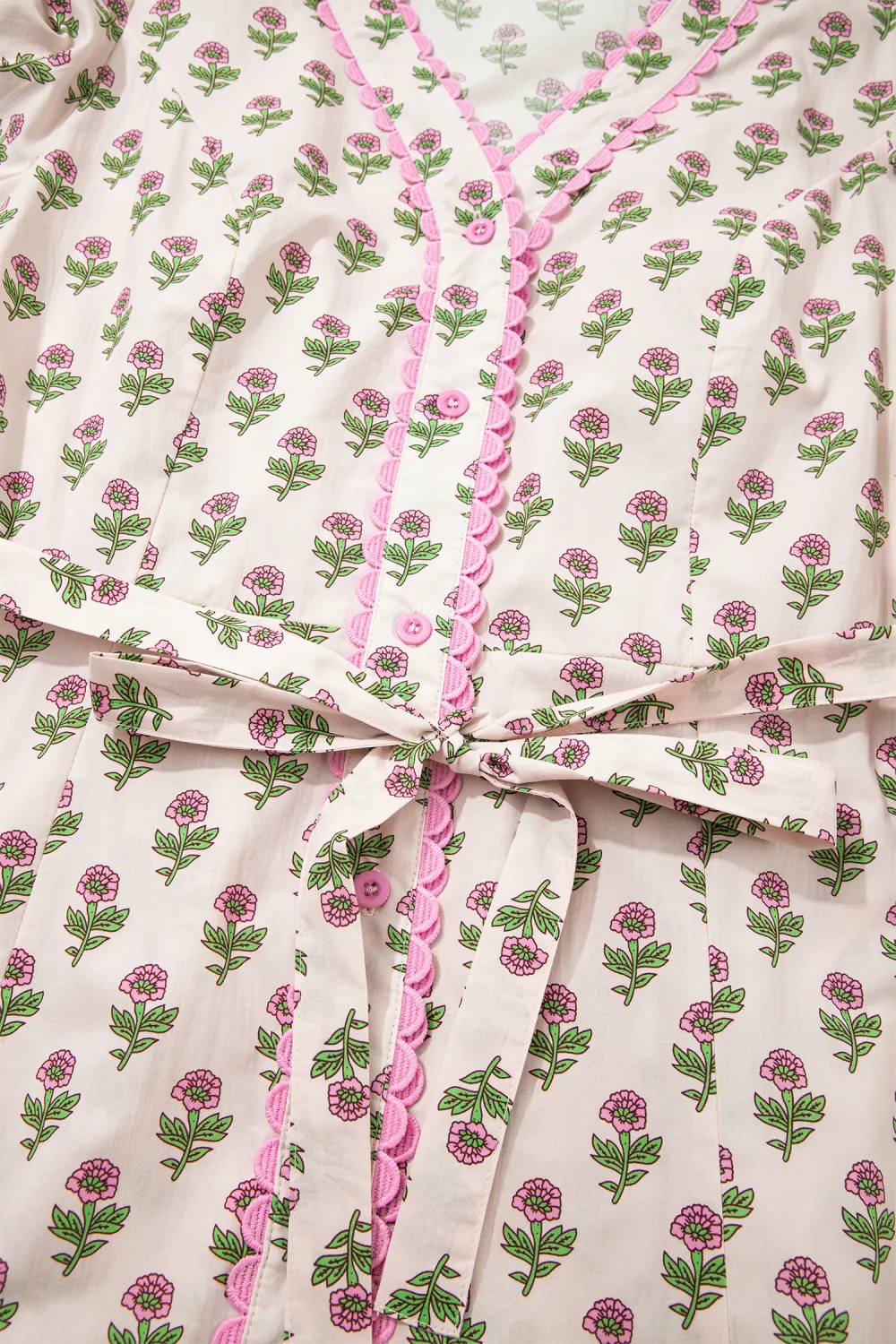 Pink Floral Scallop Trim Dress