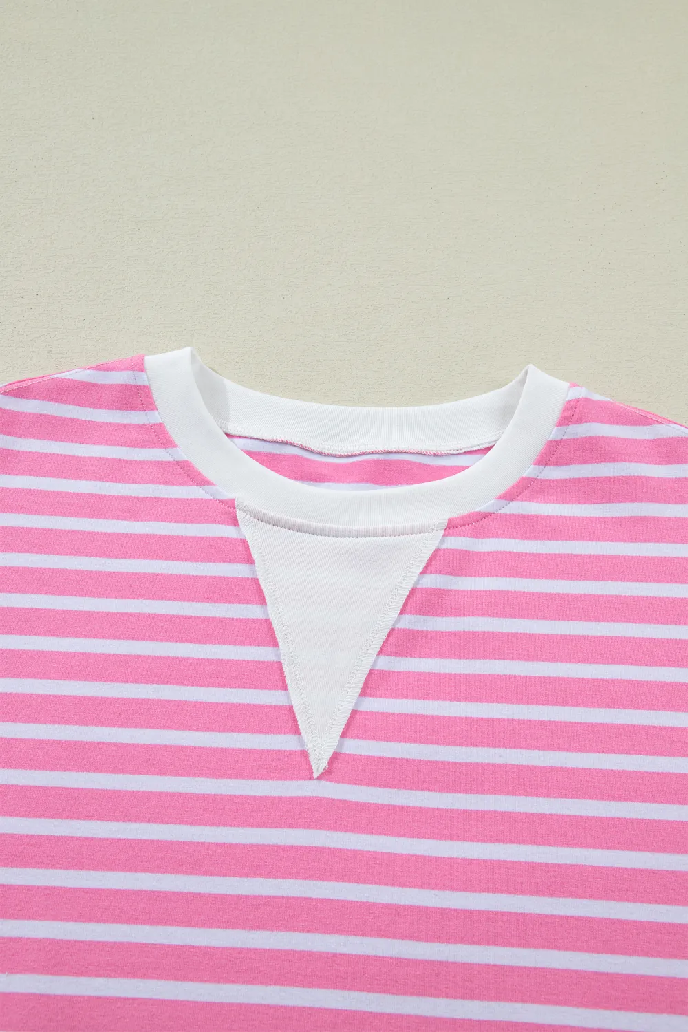 Pink Stripe Round Neck Drop Top