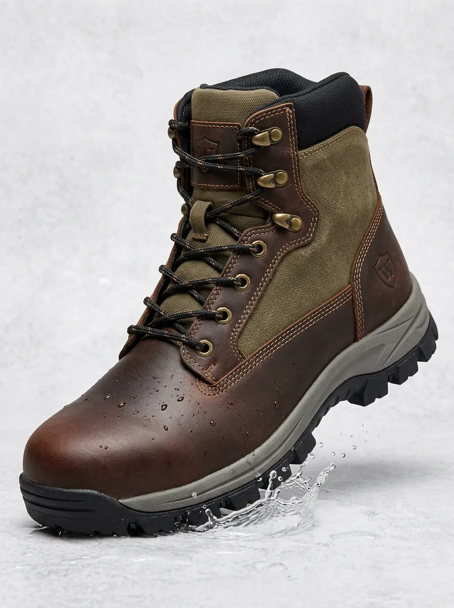 Trail-Ready Hiking Leather-Look Men's Waterproof Work Boots