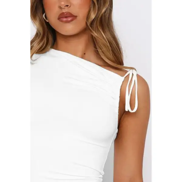 Tied Ruched Solid Color Tank