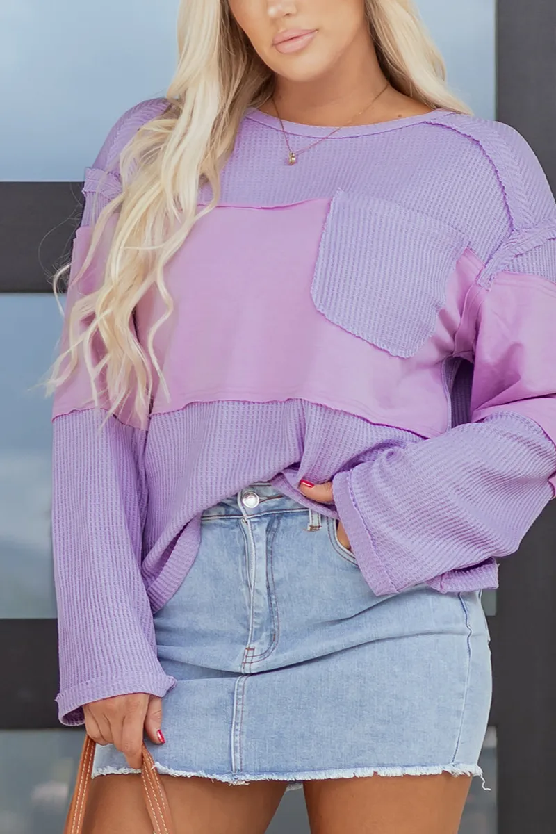 Women's Textured Thermal Knit Long Sleeve Top