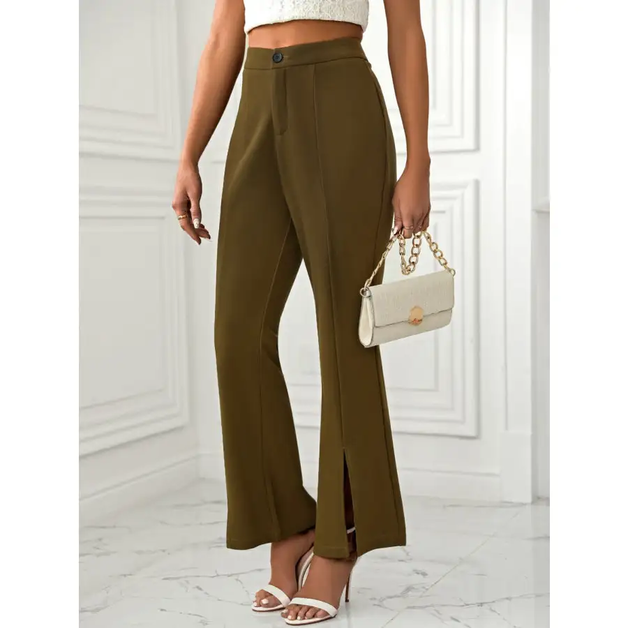 Slit Flare Pants with Pockets