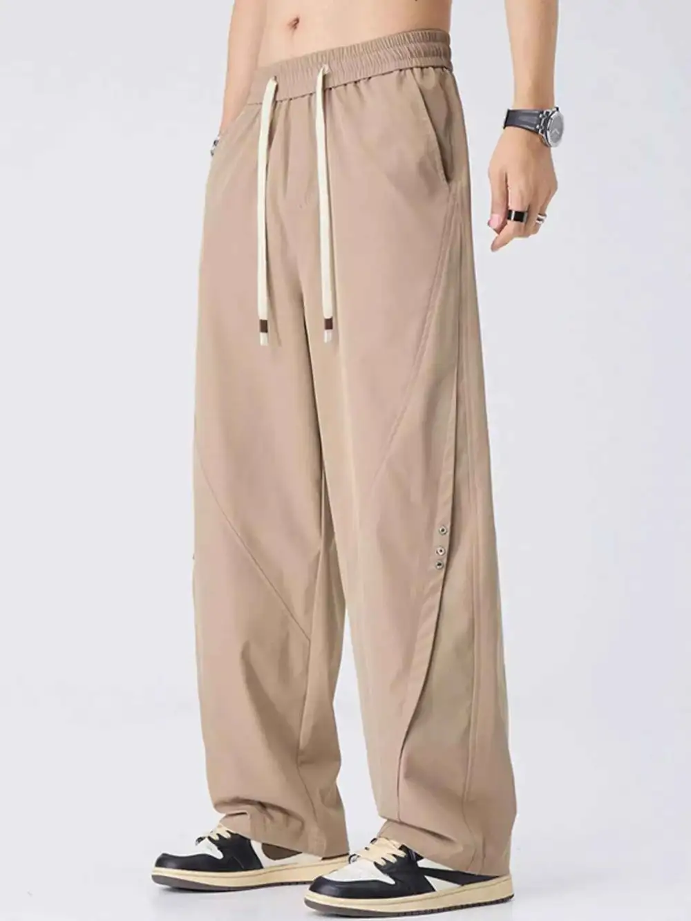 Relaxed Drawstring Wide Leg Pants