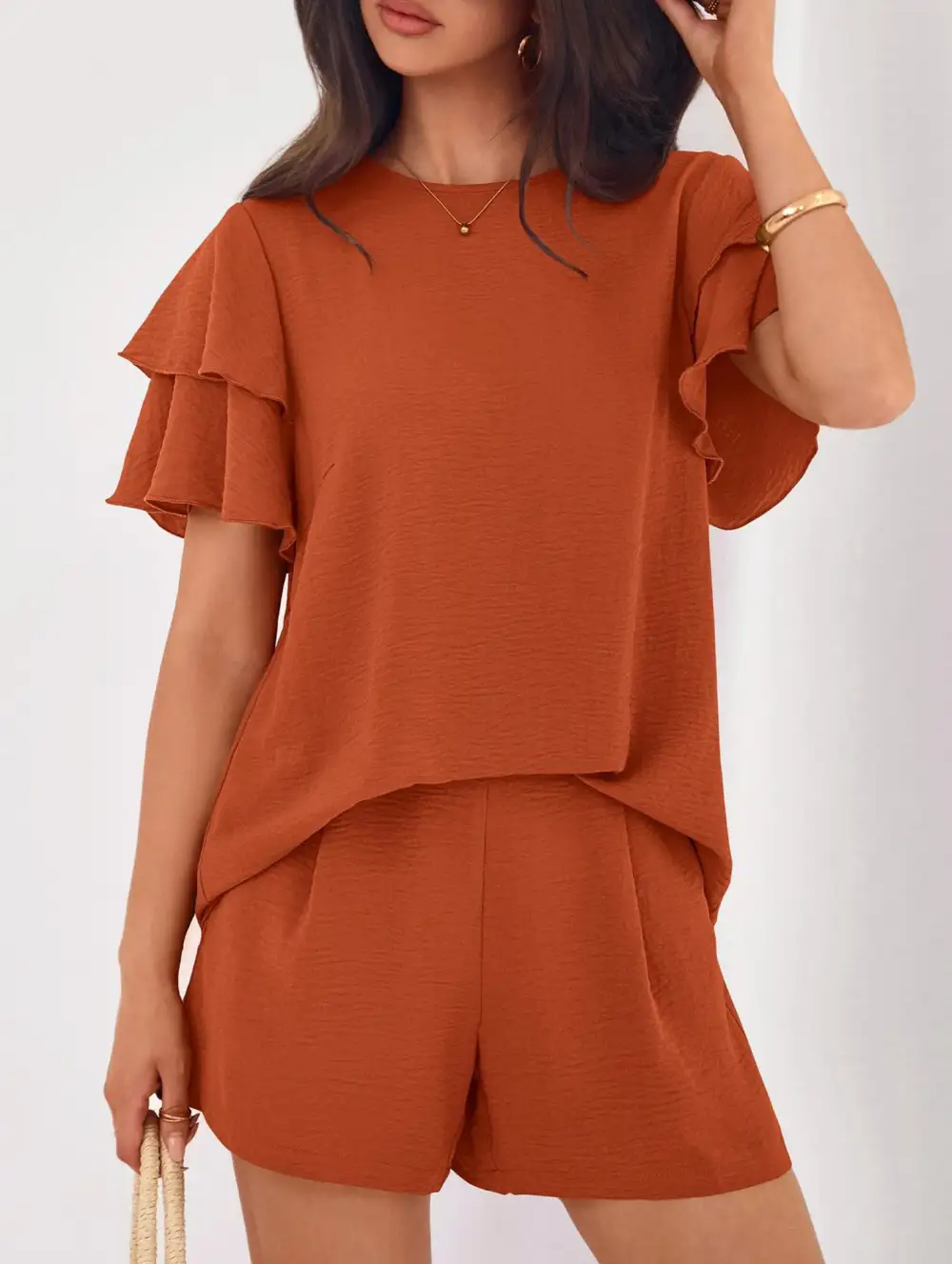 Crew Neck Top Two Piece Set