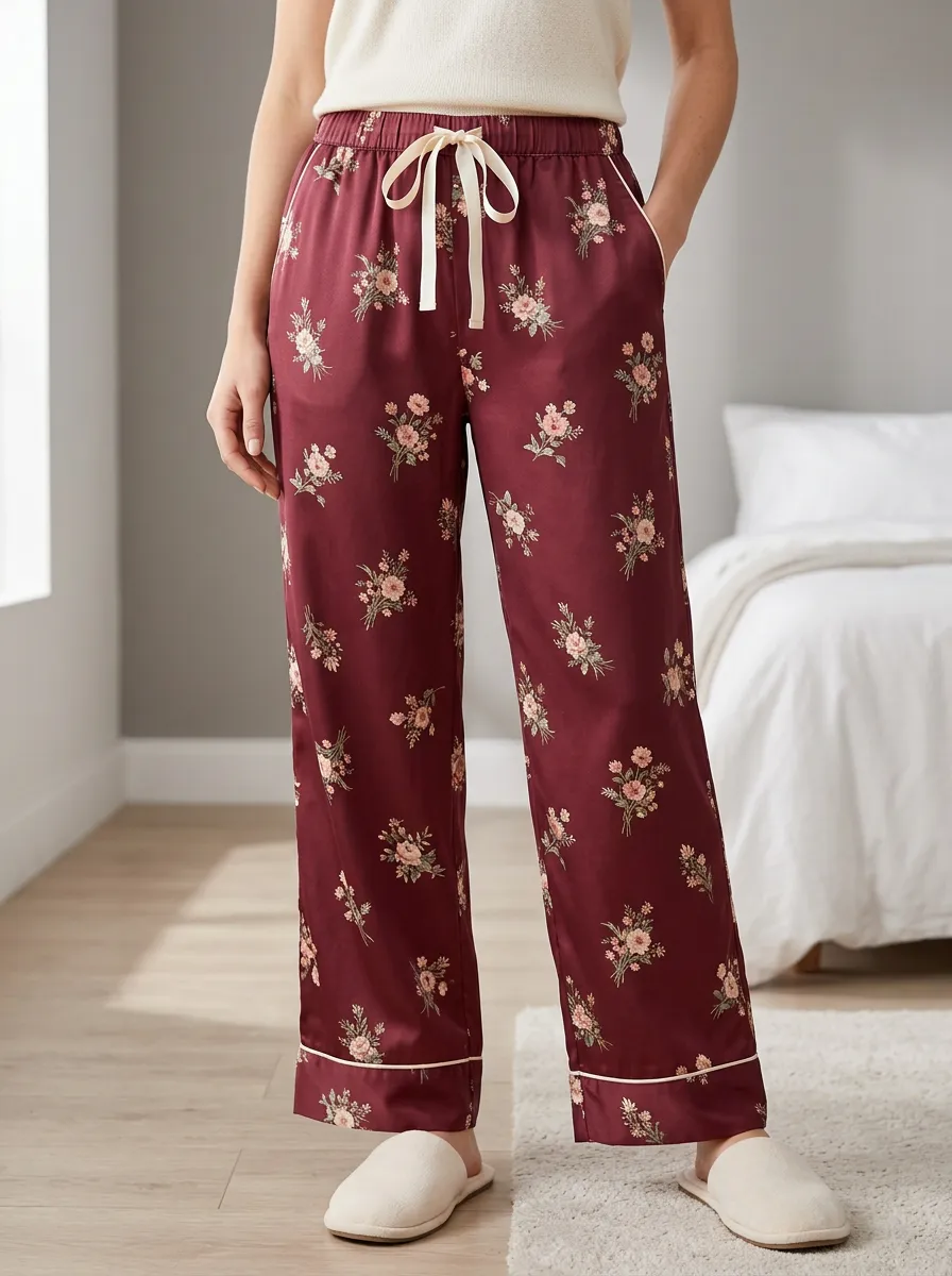 Floral Printed Relaxed Pajama Pants