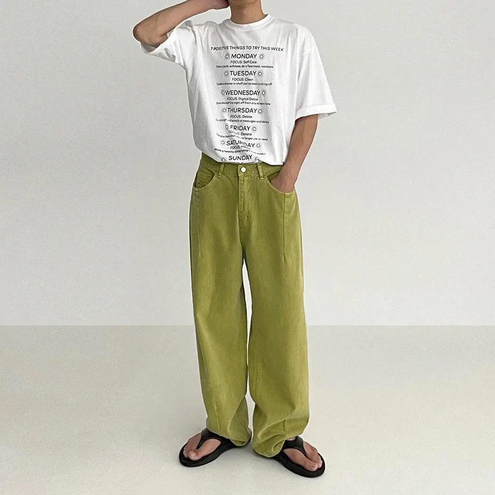 Clean Wide Leg Washed Jeans