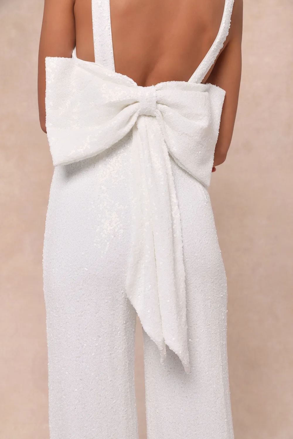 Casual Style Sequin Bow Wide-Leg Jumpsuit
