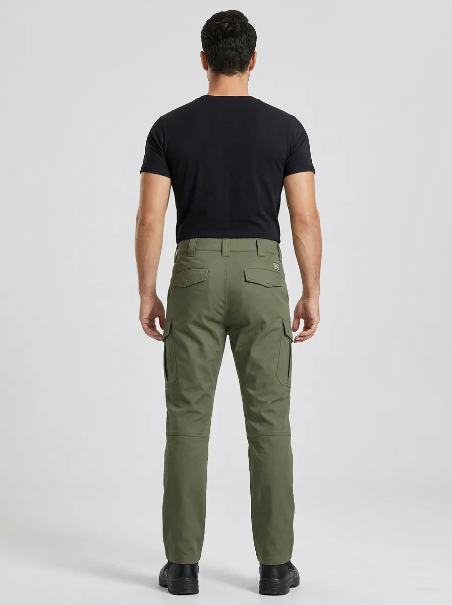 Men's Olive Green Multi-Pocket Utility Cargo Pants
