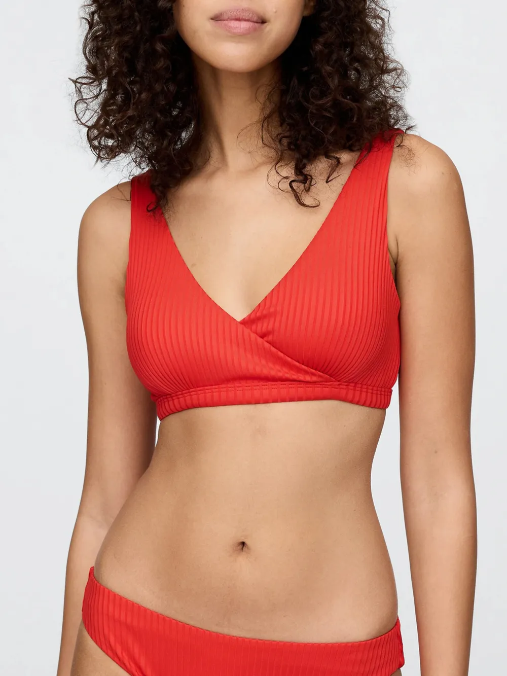 Solid Color V-Neck Bikini Top