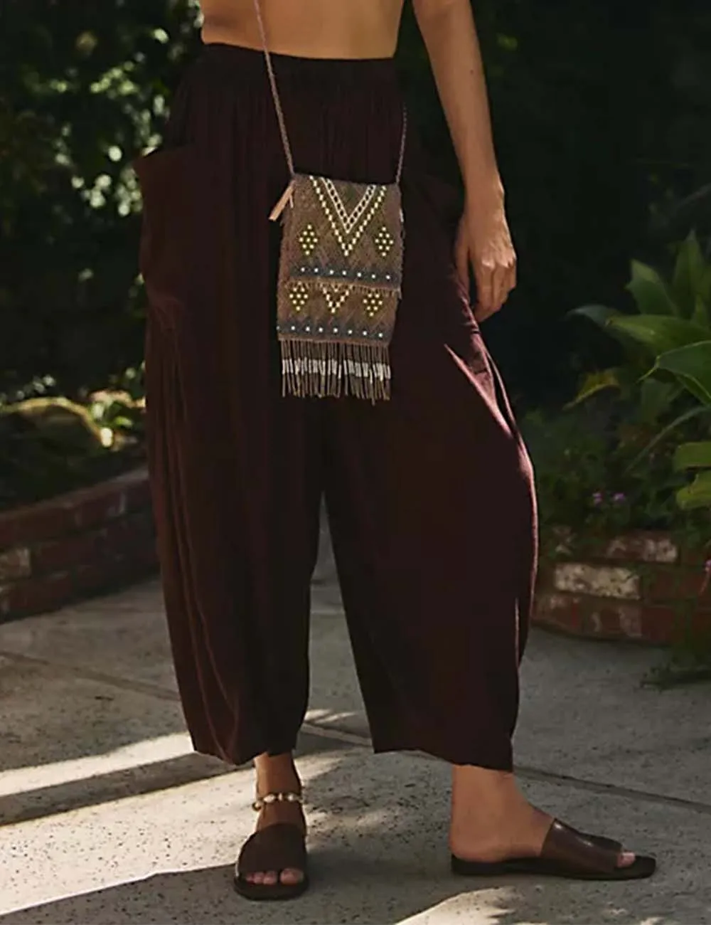 Elastic Waist String Tie Pocket Cozy Pants