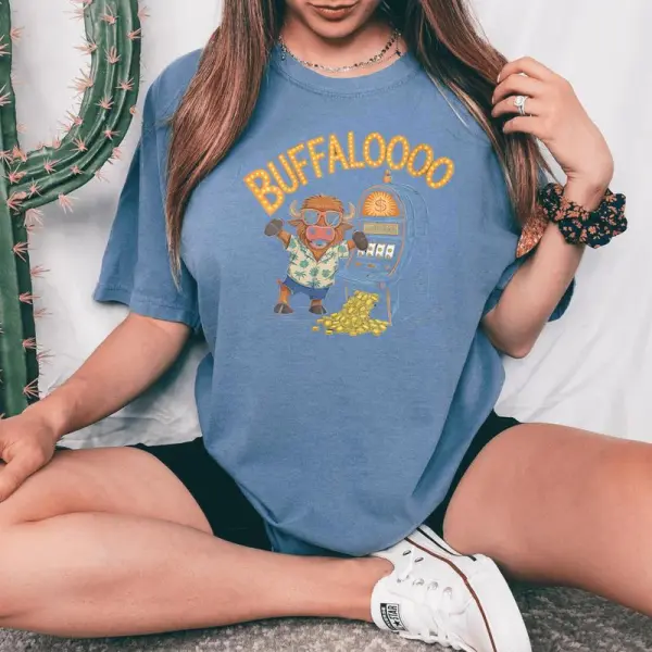 Lucky Buffalo Casino Slot Machine Gambling Gambler Women's Oversized Comfort T-Shirt