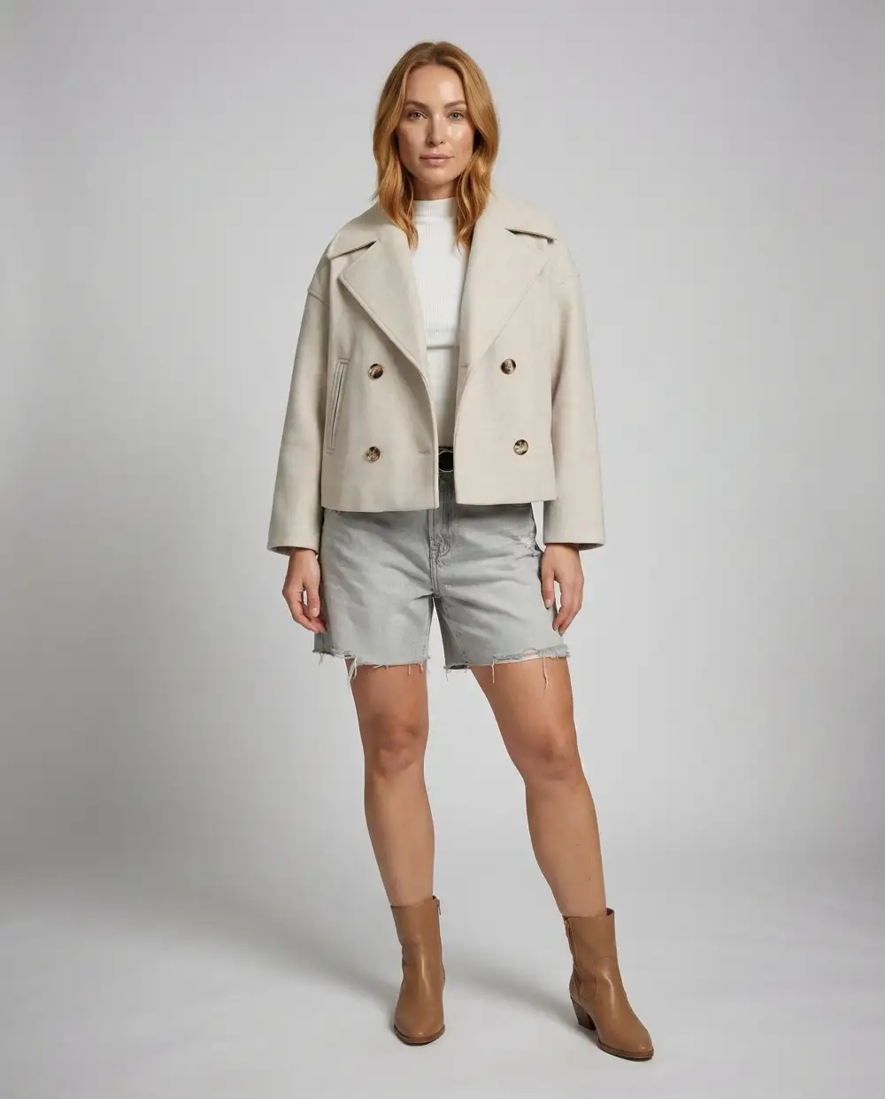 Double Breasted Cropped Jacket
