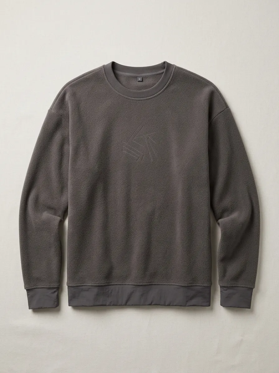 Performance-Inspired Geometric Fleece Outdoor Look Men's Fleece Crewneck Sweatshirt