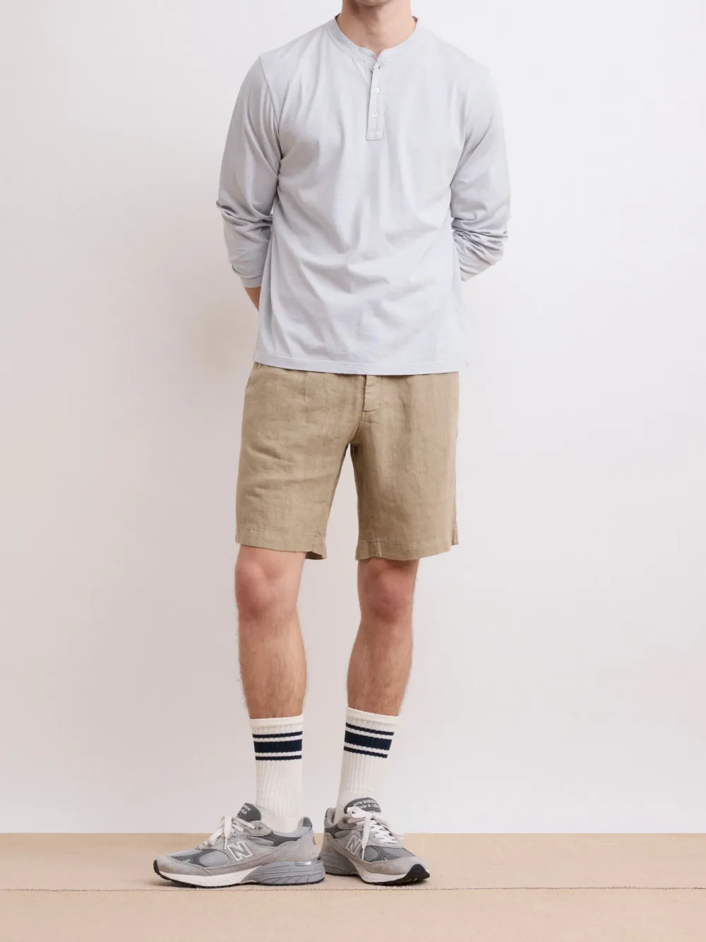 Men's Beige Linen Shorts
