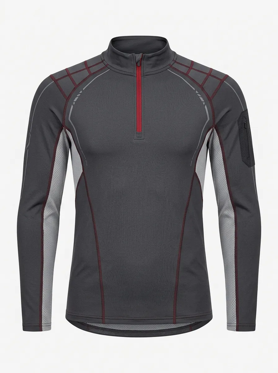 Men's Athletic Sports Grid Pattern Printed Quarter Zip Shirt