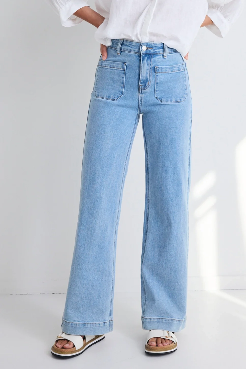 Light Blue High - Rise Wide - Leg Jeans