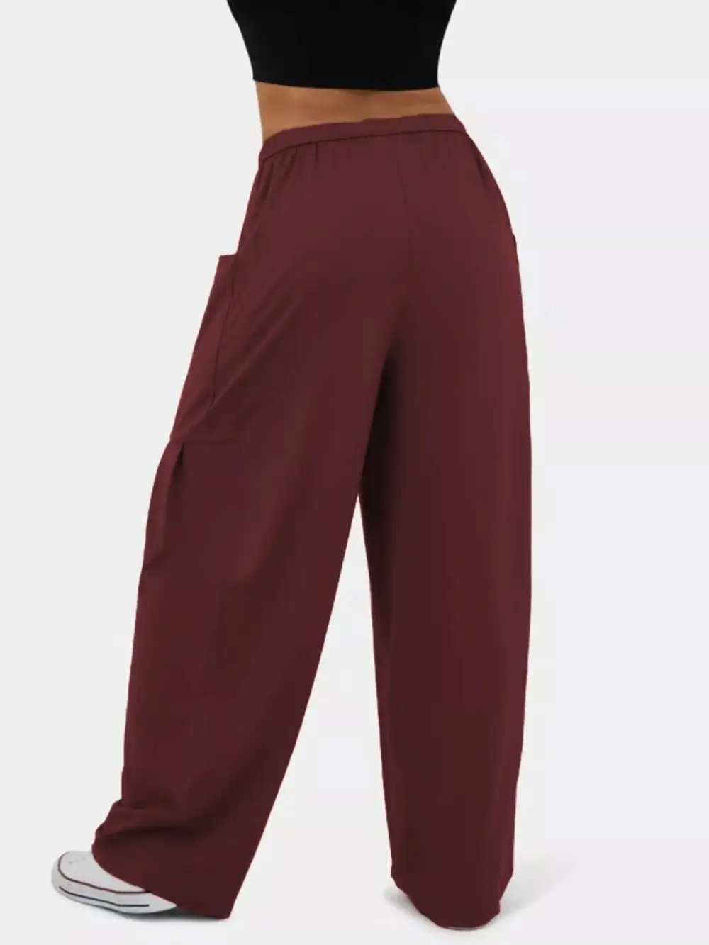 High Waisted Drawstring Wide Leg Pants