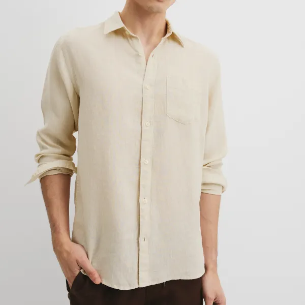 Men's Relaxed Regular Fit Linen Shirt