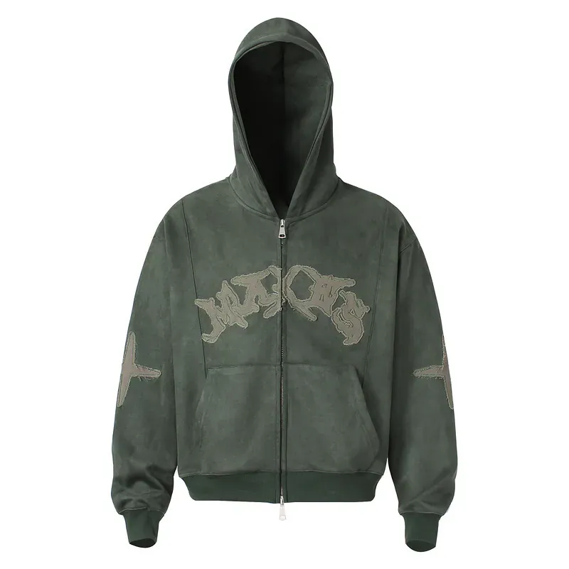 Gothic Embroidered Double-Zip Hoodie
