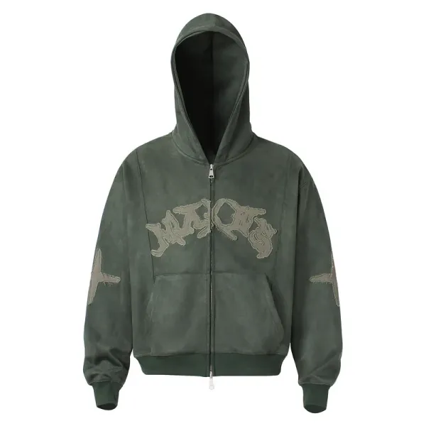 Gothic Embroidered Double-Zip Hoodie
