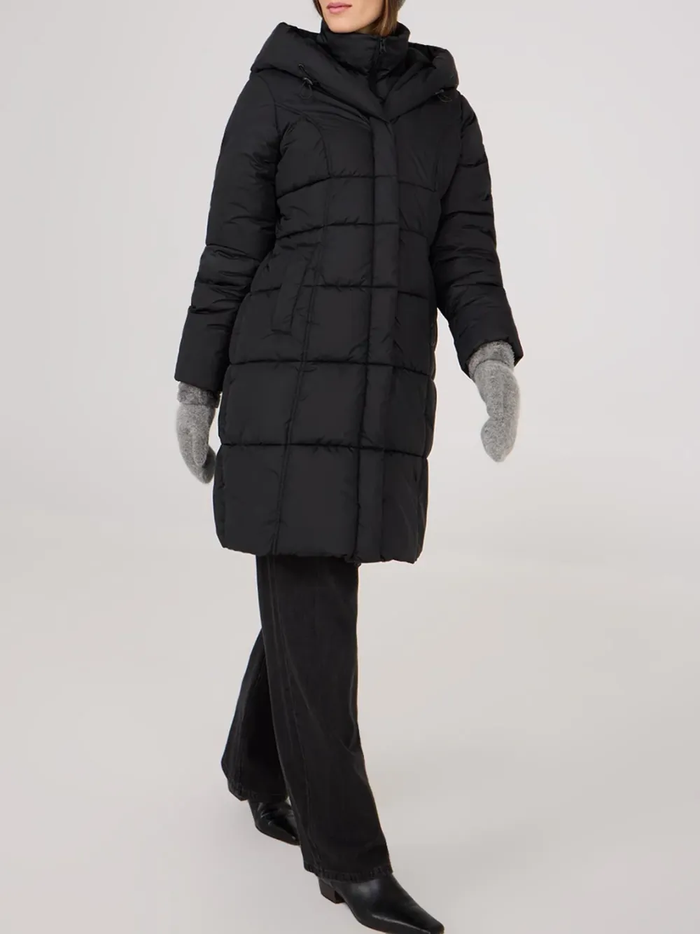 Classic Black Hooded Long Padded Jacket