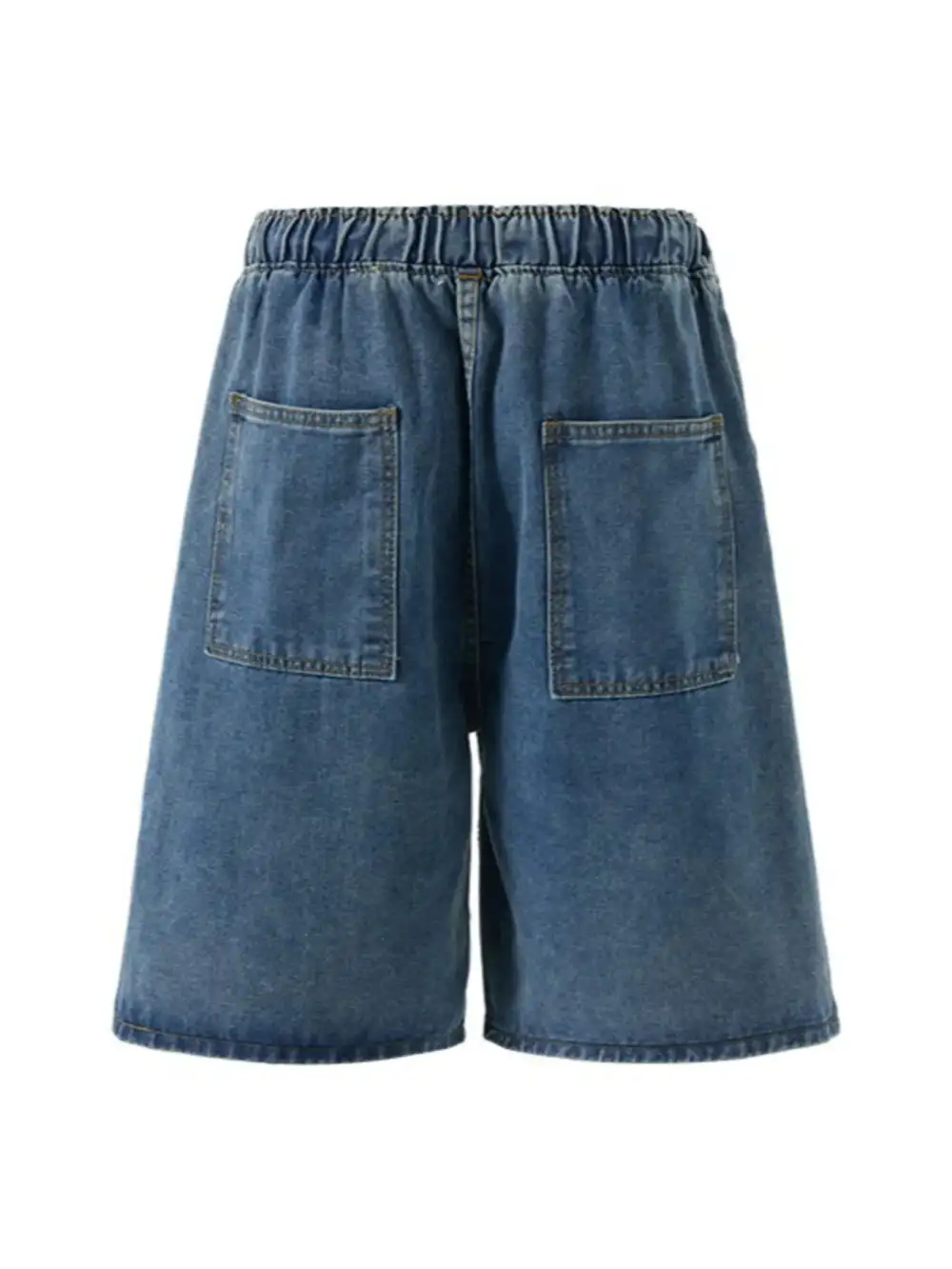Drawstring Loose Fit Washed Denim Shorts