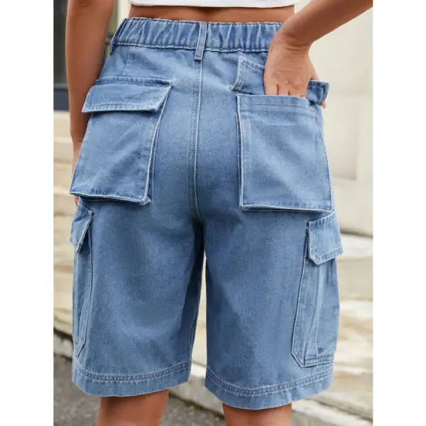 Casual High Waist Pocketed Denim Shorts