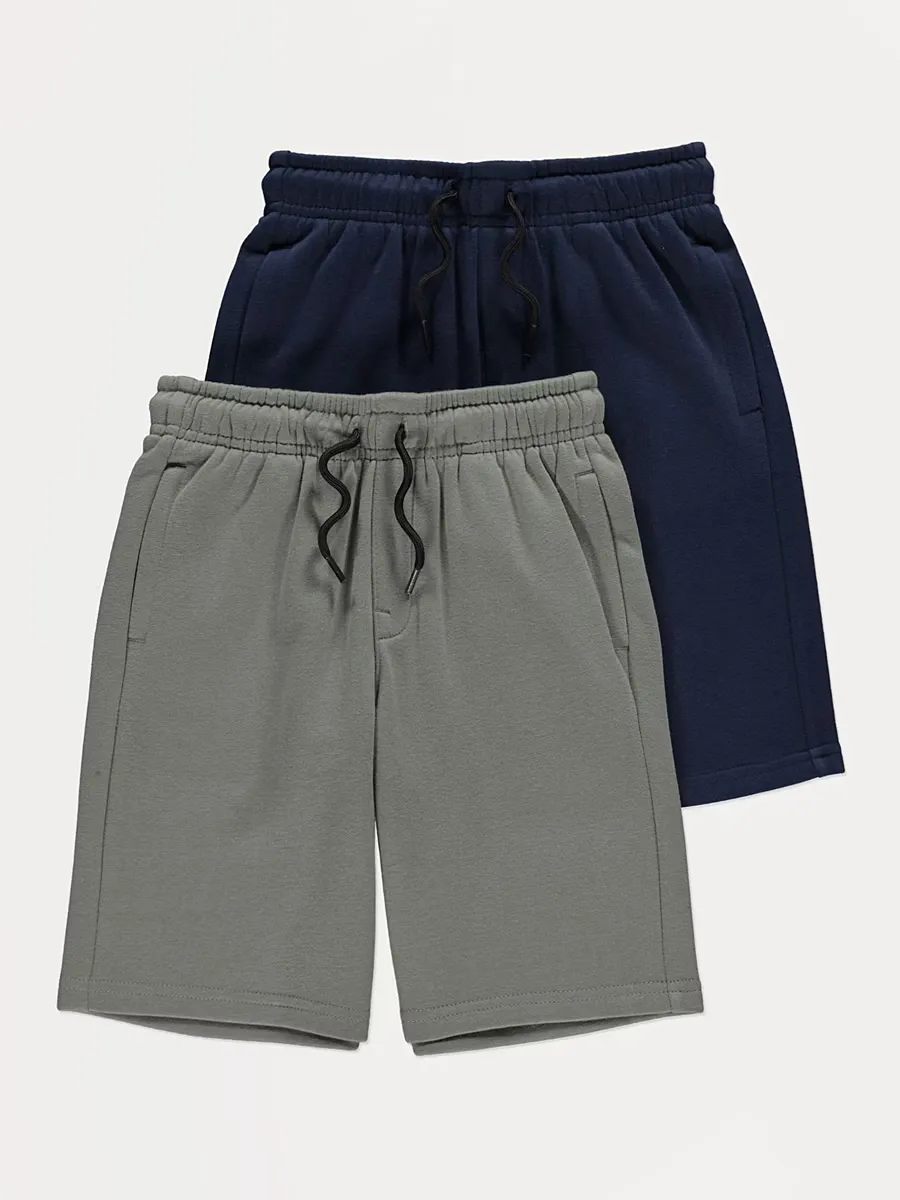 Khaki and Navy Long Jersey Jogger Shorts 2 Pack