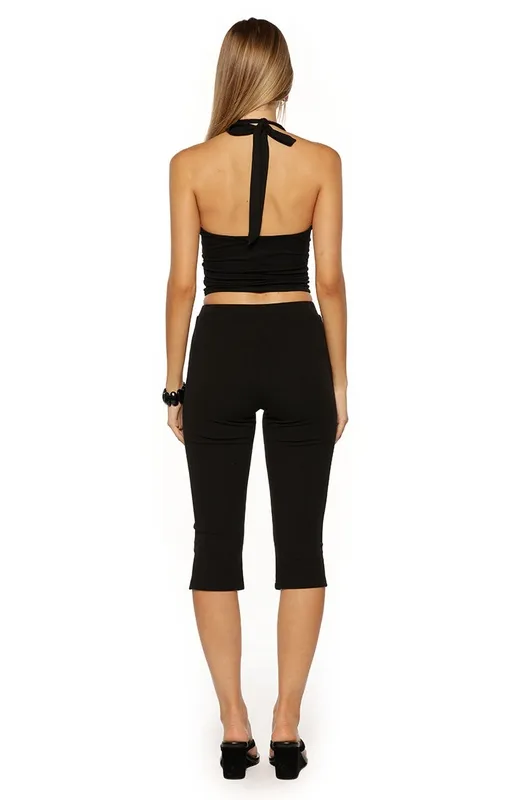 Black Stretch Jersey Capri Pants