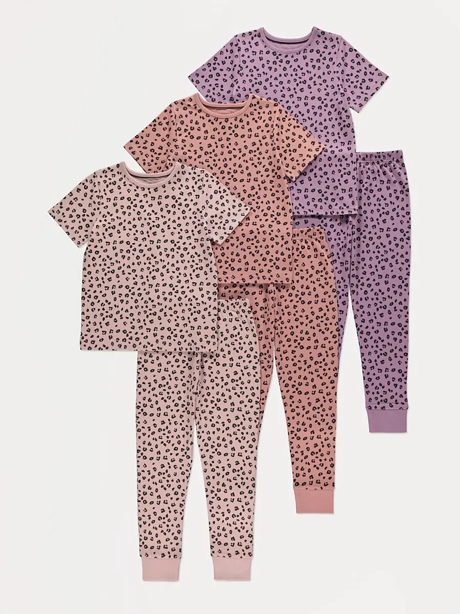 Leopard Print Pyjamas 3 Pack