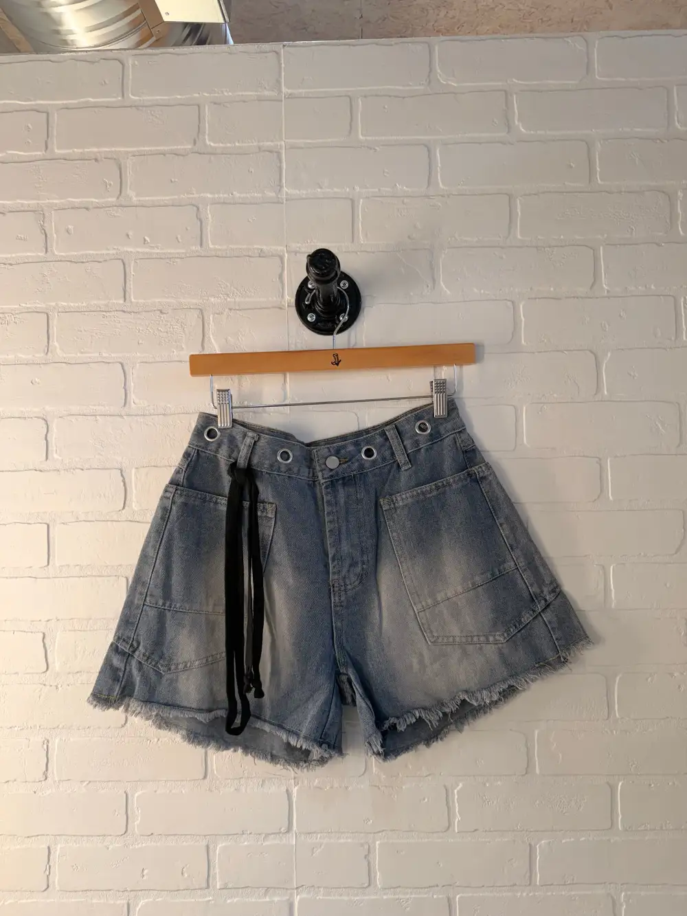 Lace Up Denim Shorts