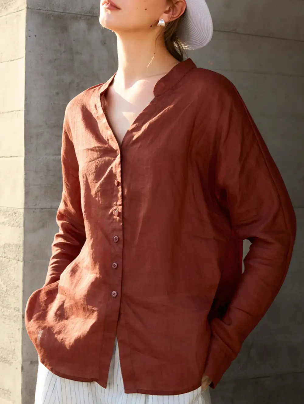 Ramie V Neck Lightweight Top