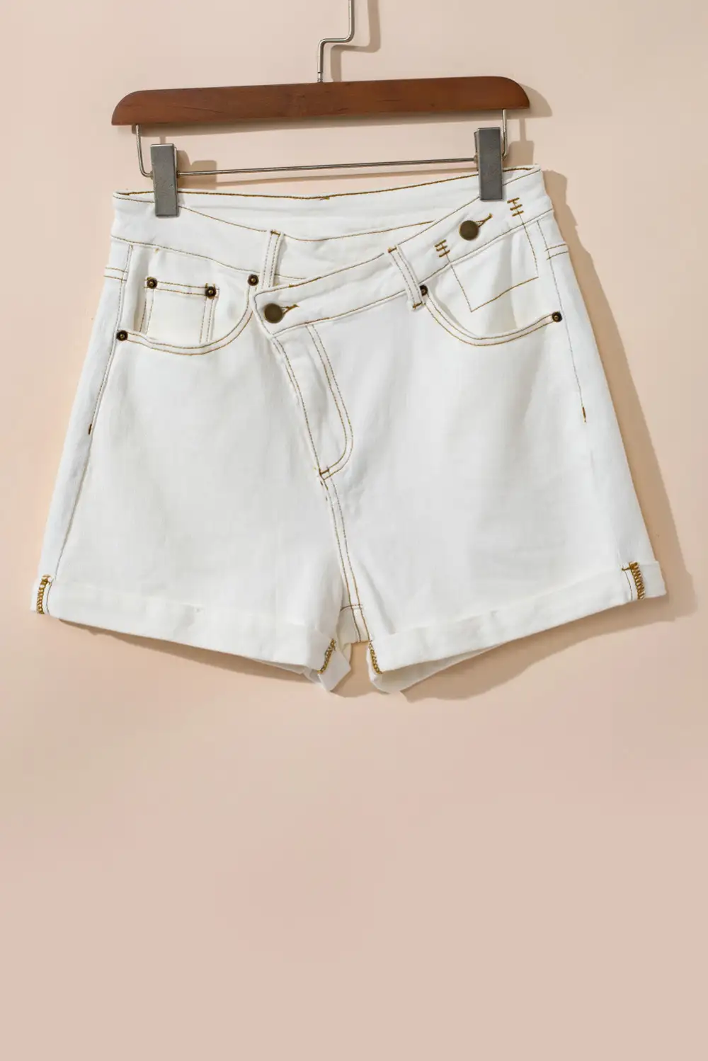 White Asymmetric Waist Design Stylish Denim