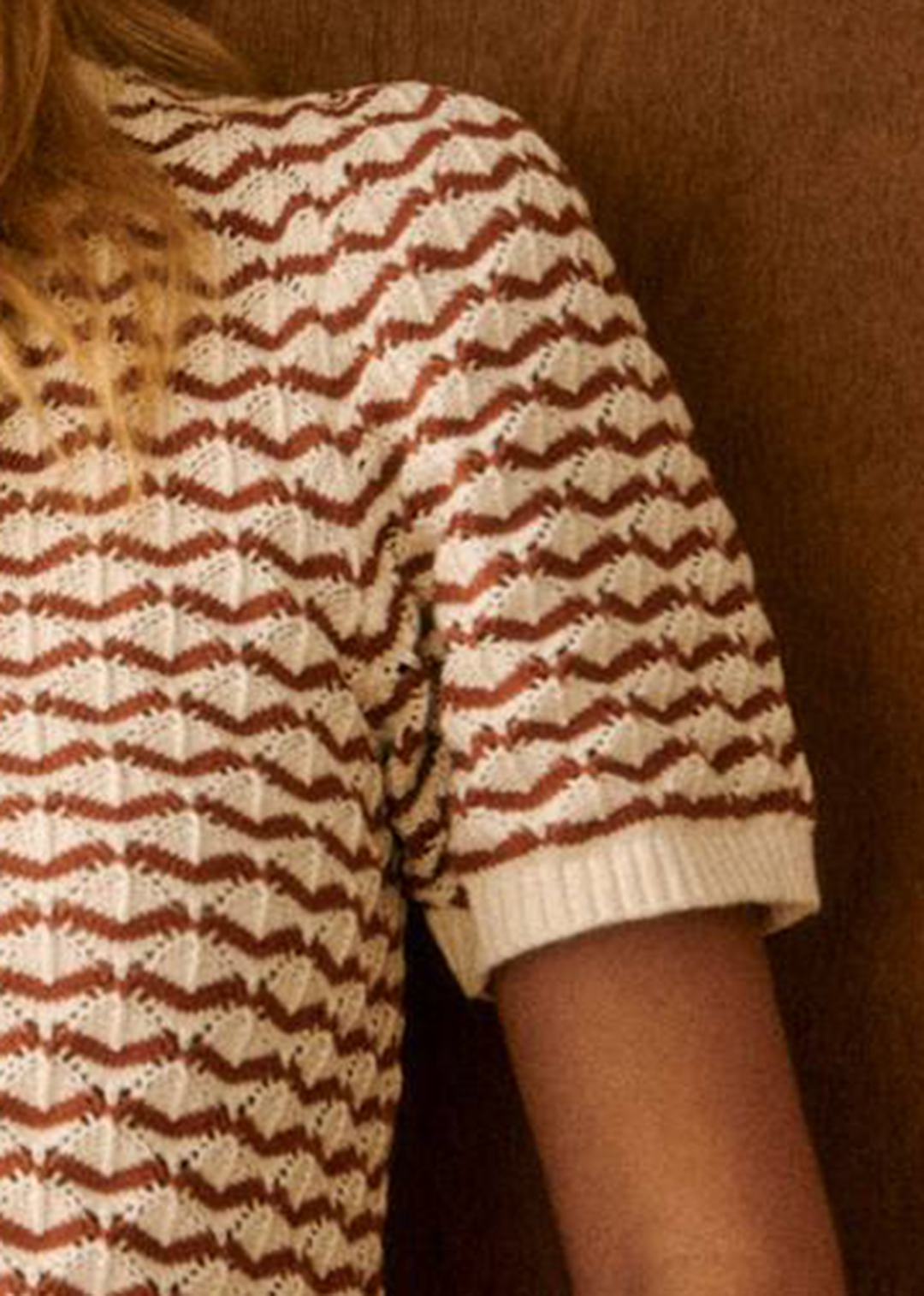 Striped Organic Cotton Short-Sleeved Sweater