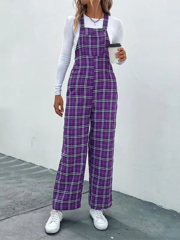 Lissa Plaid Overall Jumpsuit