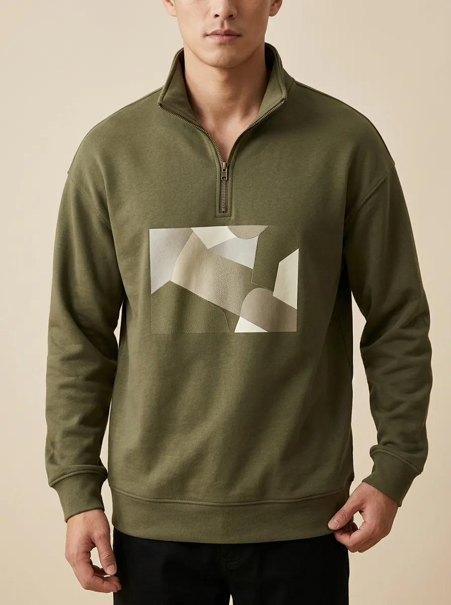 Utility Half-Zip Geometric Abstract Men's Half-Zip Sweatshirt