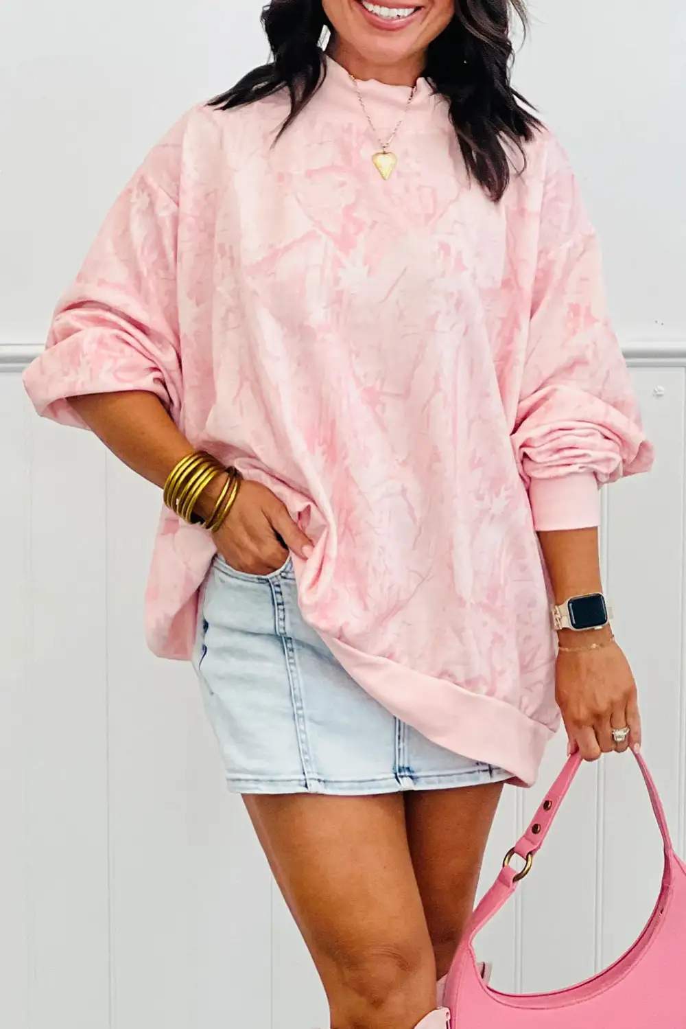 Relaxed Camo Print Mock Neck Sweatshirt