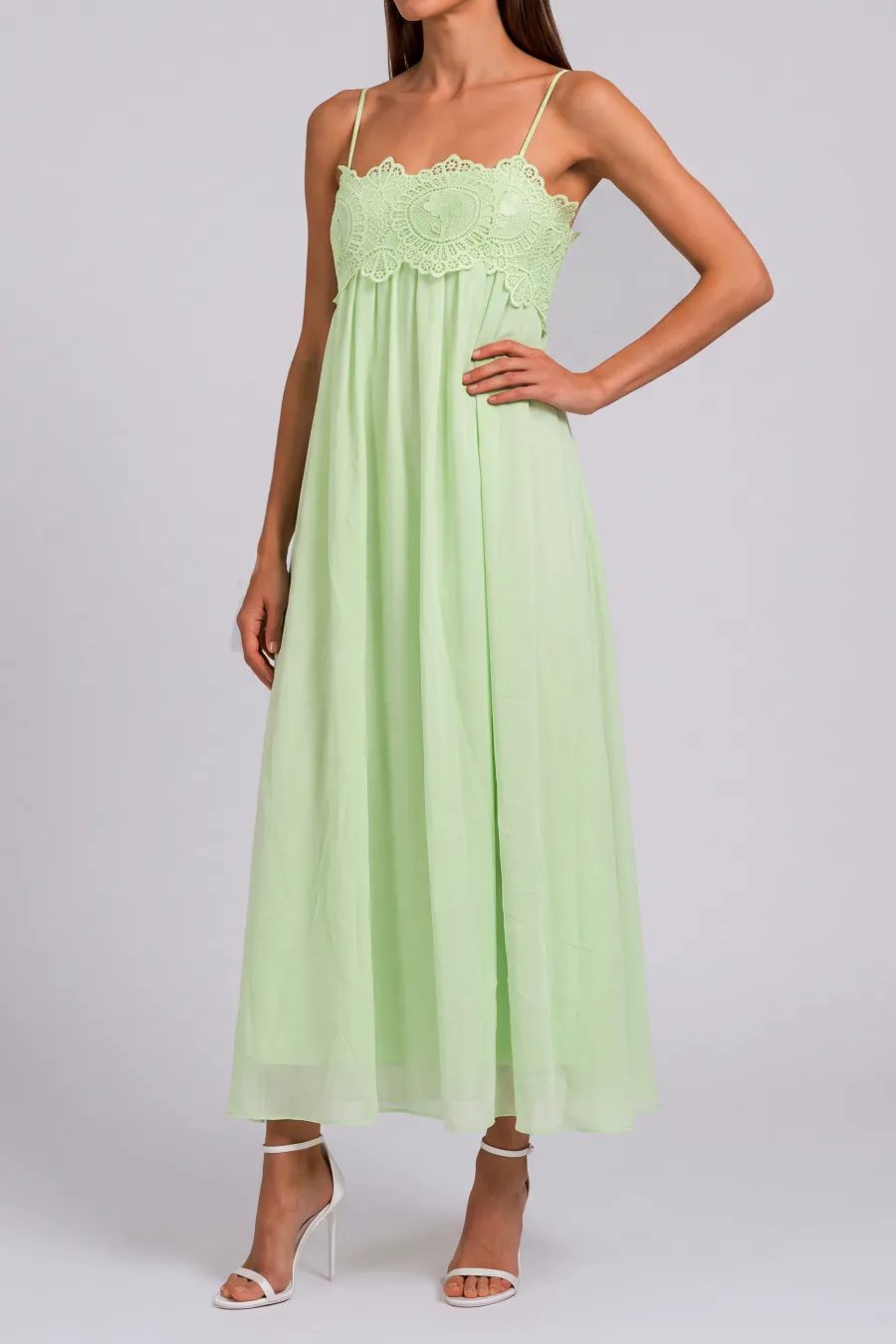 Spaghetti Strap Ruched Midi Dress