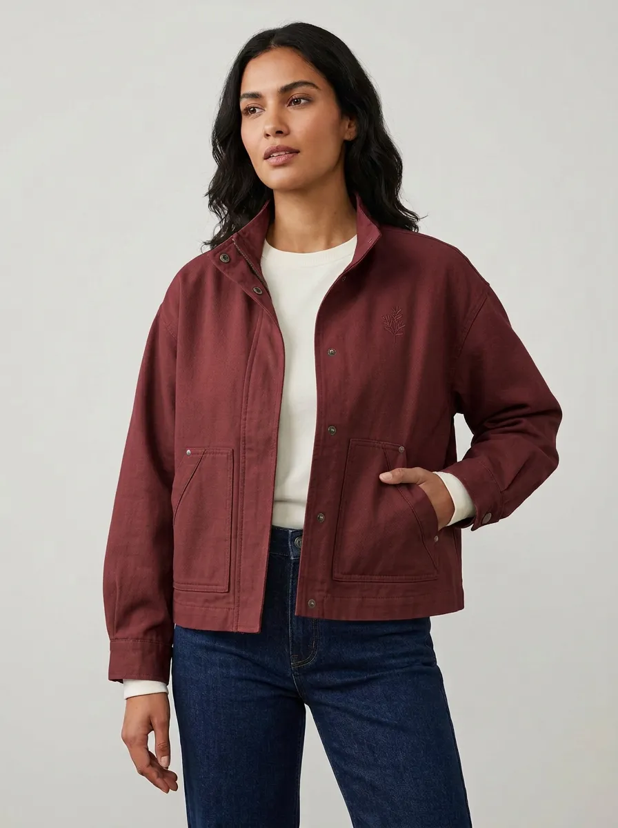 Women's Botanical Leaf Embroidered Sage Green Jacket