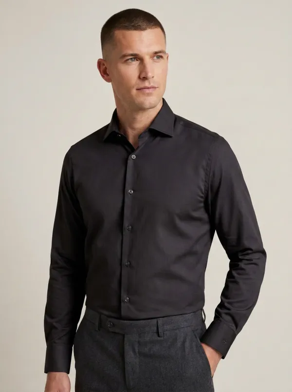Men's Non-Iron Cotton Solid Grey Long Sleeve Dress Shirt